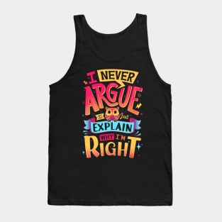 I Know I Am Right - Cute Owl Lettering Tank Top